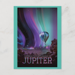 Retro Jupiter Aurora Space Travel Vykort