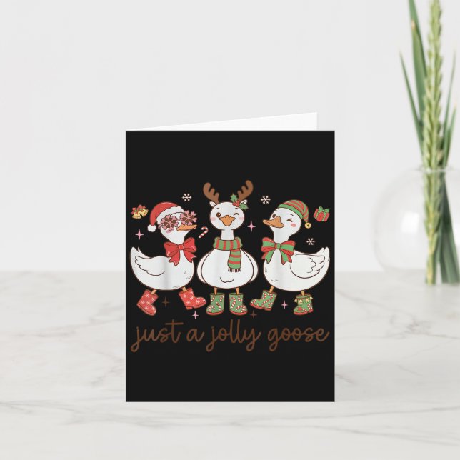 Retro Just A Jolly Goose Satan Christmas Holiday C Kort (Framsida)