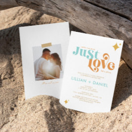 Retro Just Love avslappnad bröllopsinbjudan Inbjudningar