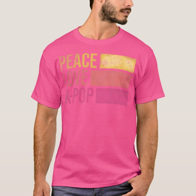 Retro K-Pop för Tonåring av flickor Kpop och fred T Shirt (Framsida)