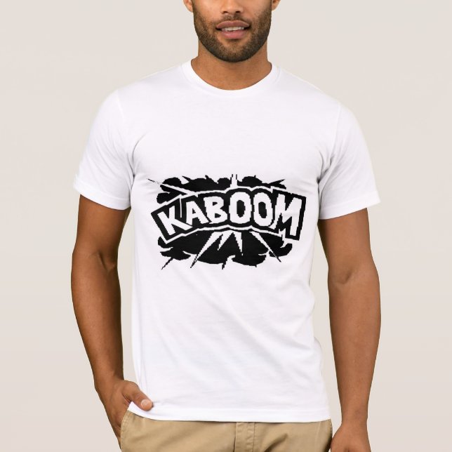 Retro KABOOM! Tryckvåg - svart & vit Tee Shirt (Framsida)