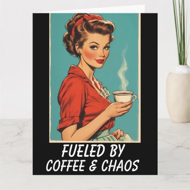 RETRO KAFÉ HUSMODER TOMT VÄN KORT (Framsida)