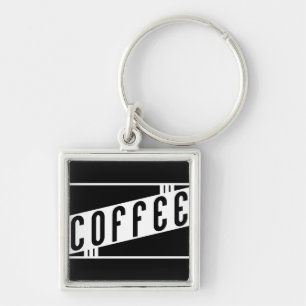 retro-kaffe fyrkantig silverfärgad nyckelring