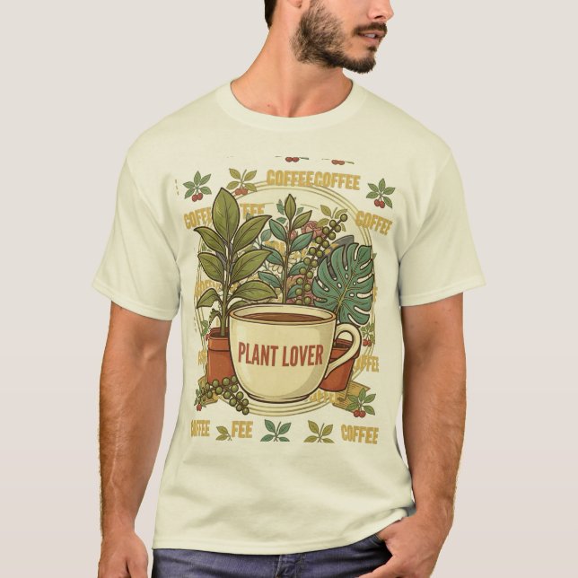 Retro kaffe & växtälskare t-shirt (Framsida)