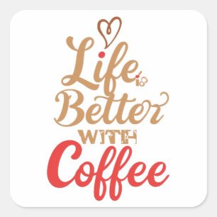 Retro Kaffeälskare Typografi Fyrkantigt Klistermärke