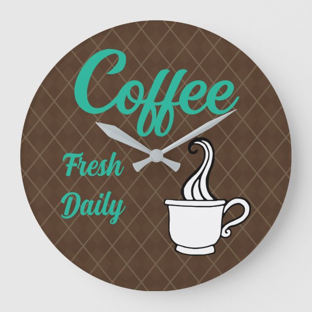 Retro kaffebar skylt väggurka kök present stor klocka (Framsida)