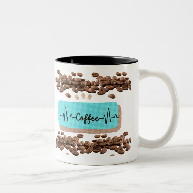 Retro-kaffebönor teal mugg (Höger)