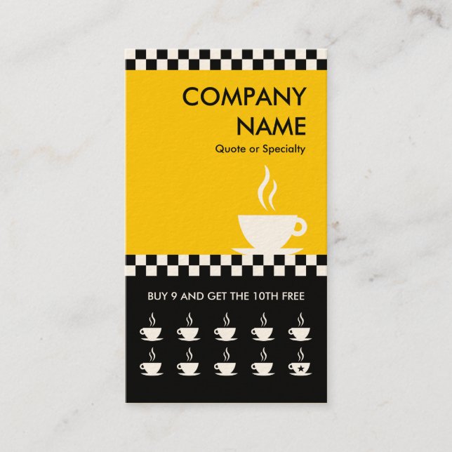 retro kaffecheckerspunchcard lojalitetskort (Framsida)