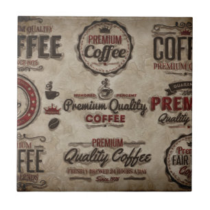 Retro kaffeetiketter för kaffeälskare kakelplatta