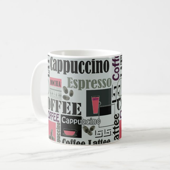 retro kaffekök mönster för espresso latte  kaffemugg (Framsida vänster)
