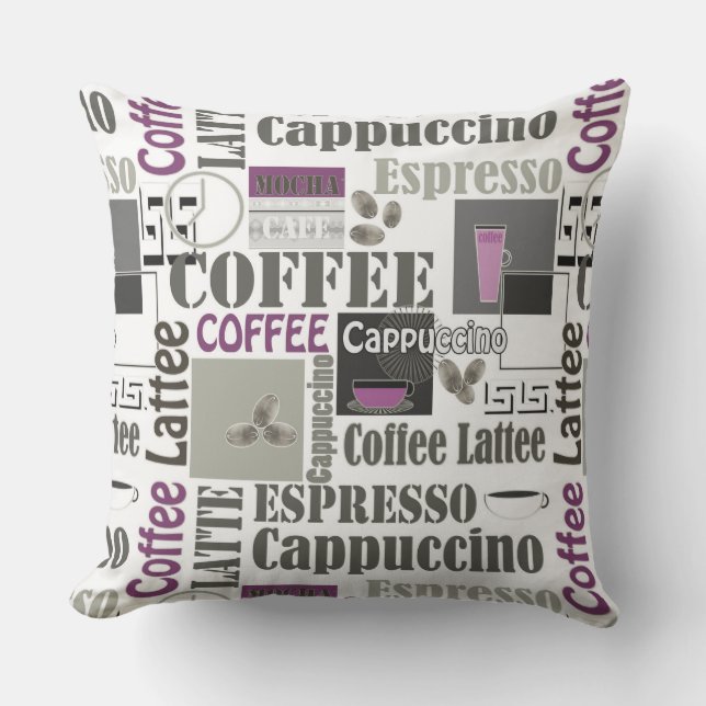 retro kaffekök mönster för espresso latte  kudde (Framsida)