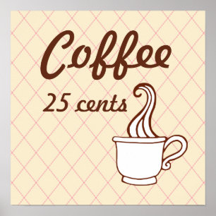 Retro kaffekonstpostertryck poster
