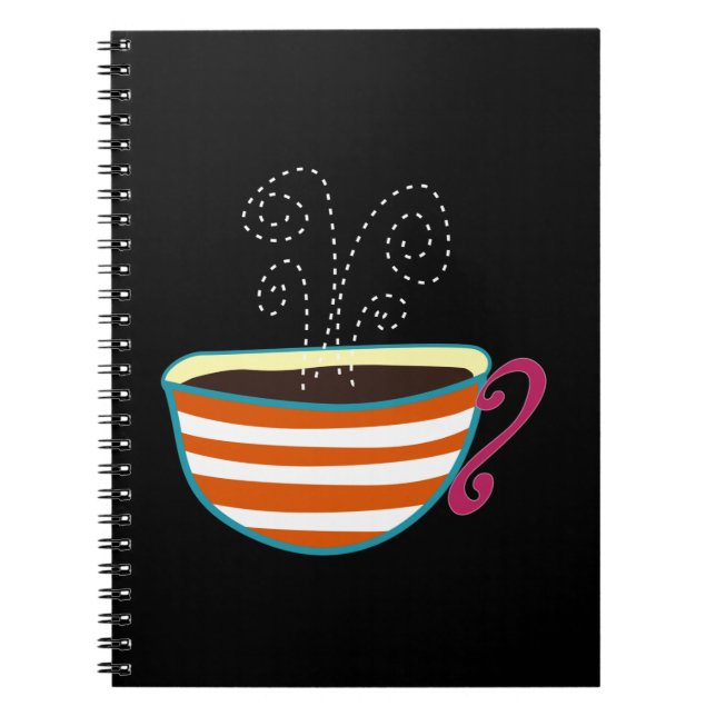 Retro kaffekopp te anpassad anteckningsbok med spiral (Framsidan)