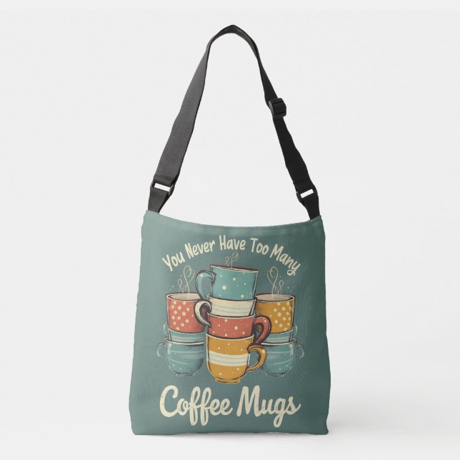 Retro Kaffemuggar Staplad Illustration Axelväska (Framsida)
