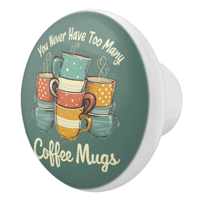 Retro Kaffemuggar Staplad Illustration Knopp (Höger)