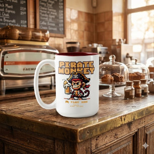 Retro Kaffemugge för Piratapa Monkey från Videospe Två-Tonad Mugg