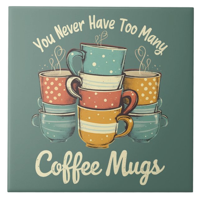 Retro Kaffemuggstapel Illustration Kakelplatta (Framsidan)