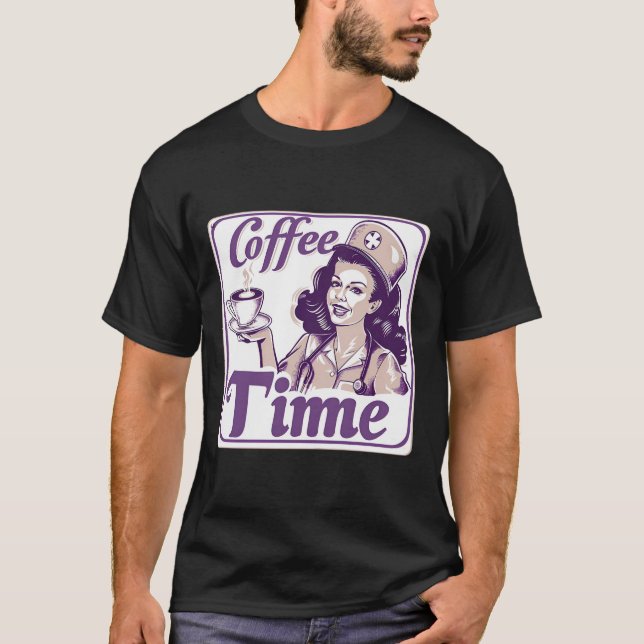 Retro kaffetidsskylt t shirt (Framsida)