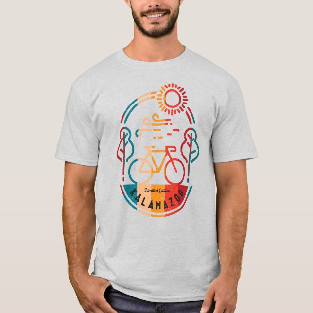 Retro Kalamazoo Bike Trail T Shirt (Framsida)