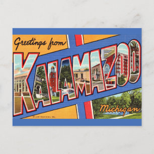 Retro Kalamazoo Michigan Hälsning Vykort