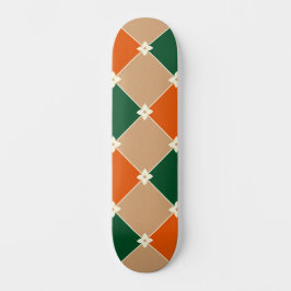 Retro Kalifornien 70-tal Argyle-mönster Orange Grö Mini Skateboard Bräda 18,5 Cm