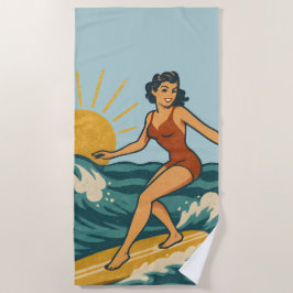 Retro Kalifornien Pin-Up Surfare | Blå Surf Grafik