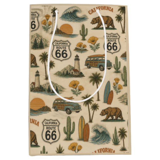 Retro Kalifornien Route 66 Strandnära Lycka (Framsidan)