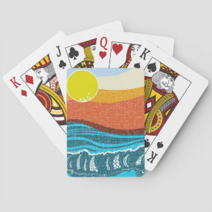 Retro Kalifornien solnedgång som leker kort Casinokort