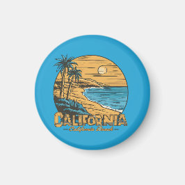 Retro Kalifornien Solnedgång Strand Scen Magnet