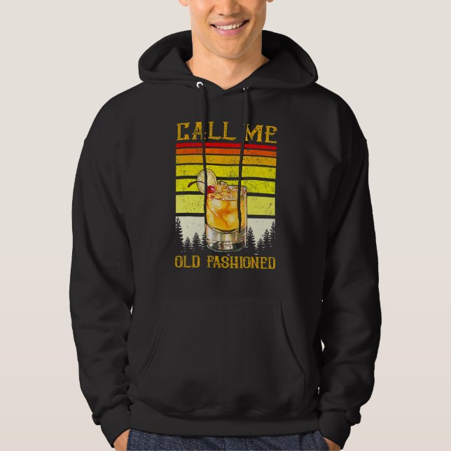 Retro Kalla mig gammal fashioned Whiskey Wisconsin Hoodie (Framsida)