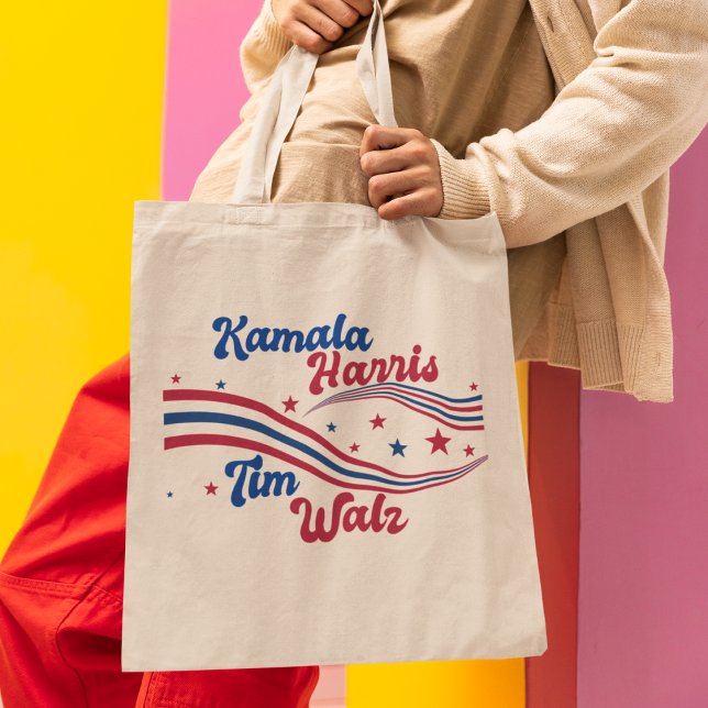 Retro Kamala Harris Tim Walz Cute Val Tygkasse (Skapare uppladdad)