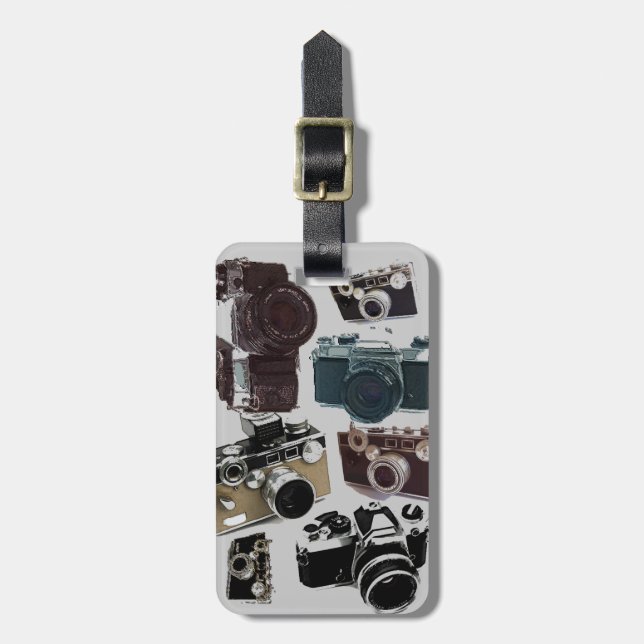 retro kamera för bekymrad fotograffotografi bagagebricka (Vertikal Framsida)