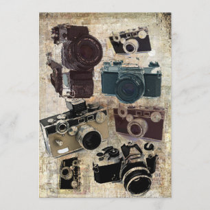 retro kamera för bekymrad fotograffotografi inbjudningar