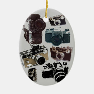 retro kamera för bekymrad fotograffotografi julgransprydnad keramik