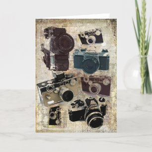 retro kamera för bekymrad fotograffotografi kort