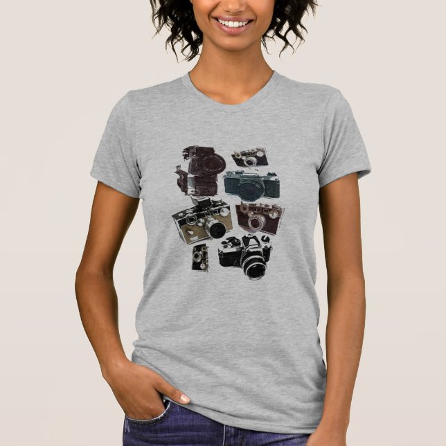 retro kamera för bekymrad fotograffotografi tee shirt (Framsida)