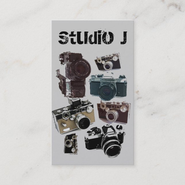 retro kamera för bekymrad fotograffotografi visitkort (Framsida)