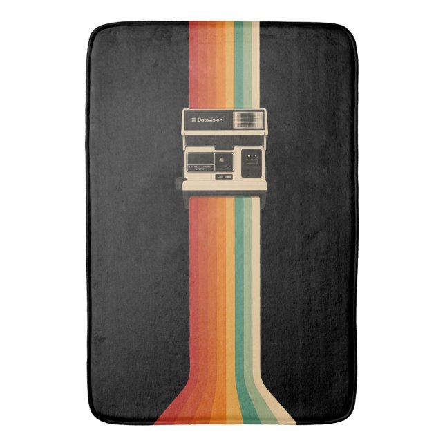 Retro kamera med regnbågsutskrift badrumsmatta (Framsidan (Vertikal))
