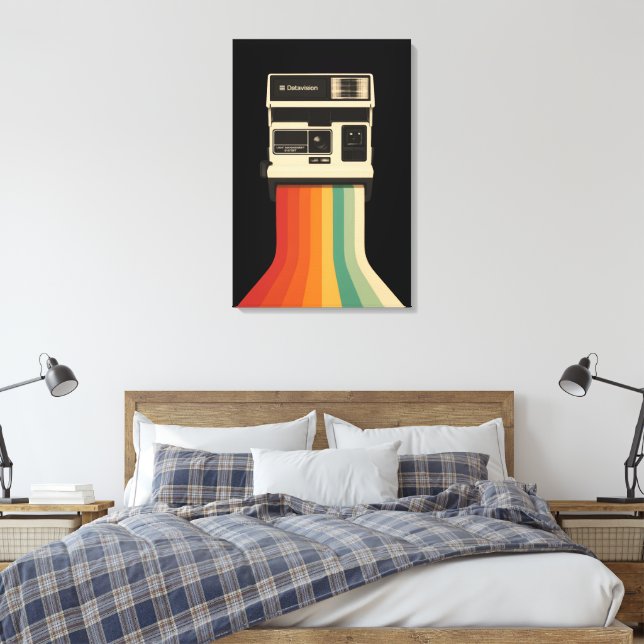 Retro kamera med regnbågsutskrift canvastryck (Insitu (sovrum))