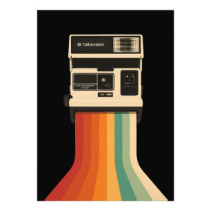 Retro kamera med regnbågsutskrift fototryck