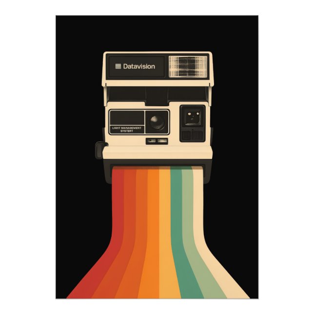 Retro kamera med regnbågsutskrift fototryck (Framsidan)