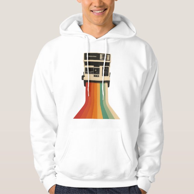 Retro kamera med regnbågsutskrift hoodie (Framsida)