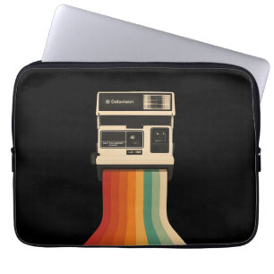 Retro kamera med regnbågsutskrift laptop fodral