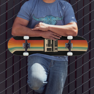 Retro kamera med regnbågsutskrift mini skateboard bräda 18,5 cm