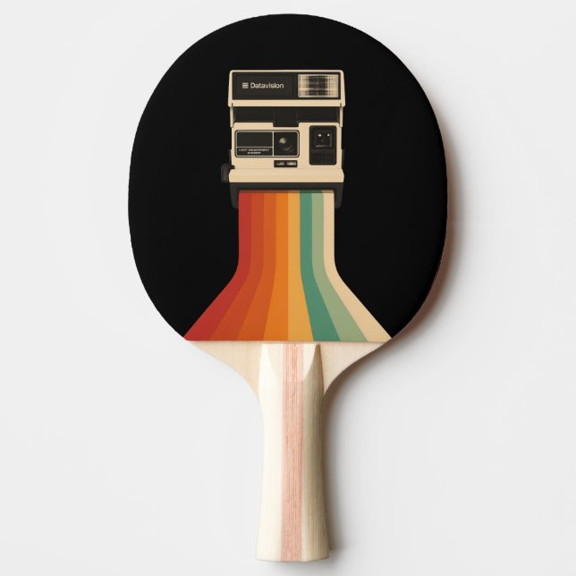 Retro kamera med regnbågsutskrift pingisracket (Framsidan)