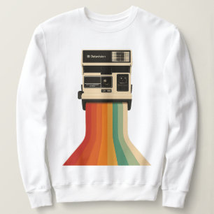Retro kamera med regnbågsutskrift t shirt
