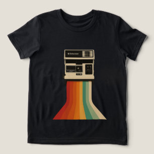 Retro kamera med regnbågsutskrift t shirt