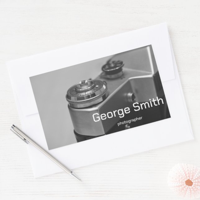 Retro-kamera Rektangulärt Klistermärke (Kuvert)