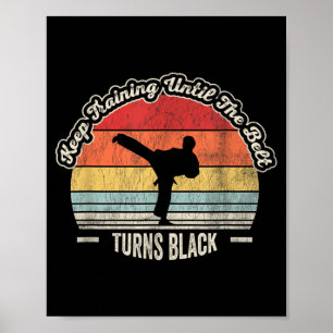 Retro kampsport svart bälte utbildning grafik poster