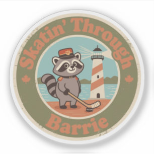 Retro kanadensisk tvättbjörn Barrie Hockey Klistermärken